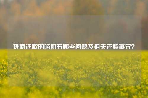 协商还款的陷阱有哪些问题及相关还款事宜？